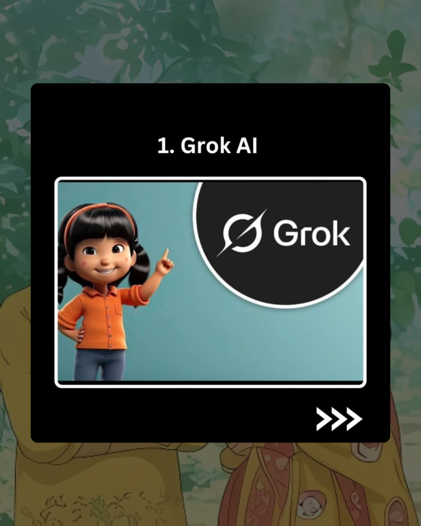 Studio Ghibli image converter promoted by Grok AI, featuring an animated character in a Ghibli-inspired background.