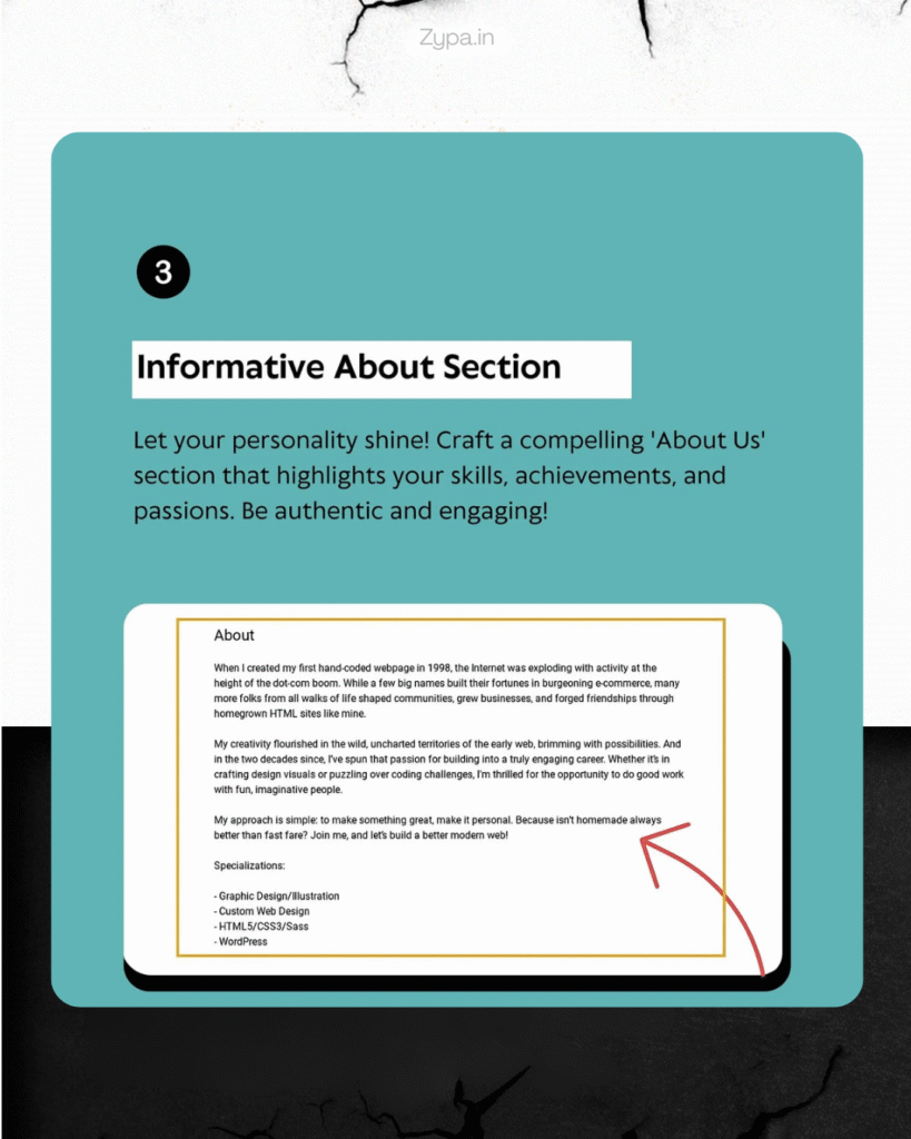 LinkedIN Profile optimization advice focused on creating an informative About section