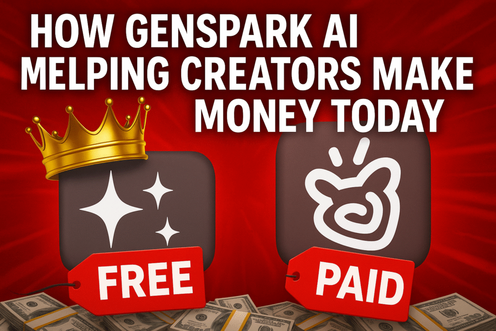 thumbnail with bold red background and text saying How GenSpark AI Is Helping Creators Make Money Today
