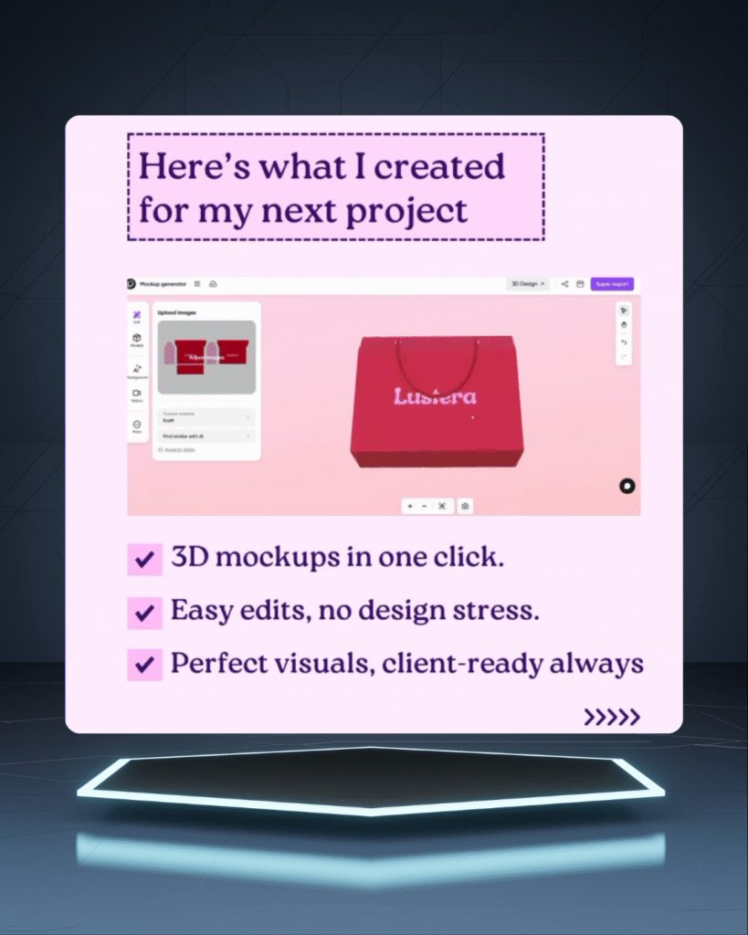 Pacdora mockup generator interface showcasing a shopping bag design, prompting the question — is Pacdora free?