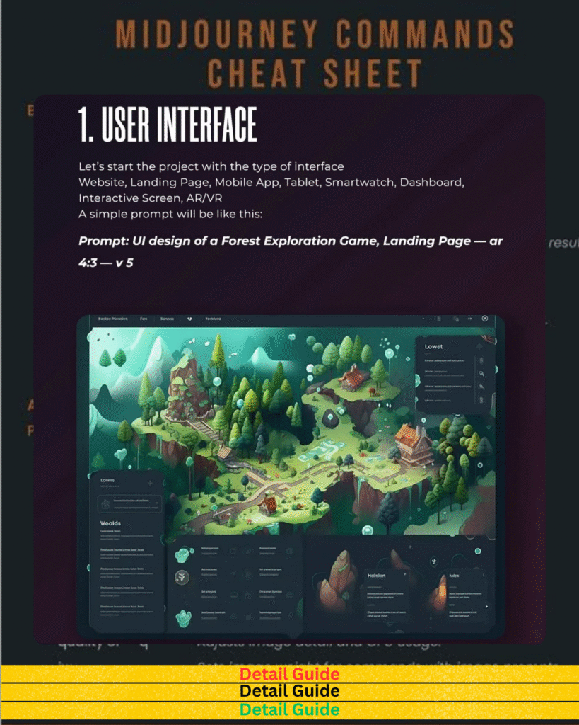 Forest exploration game UI created using MidJourney NSFW commands for landing page design