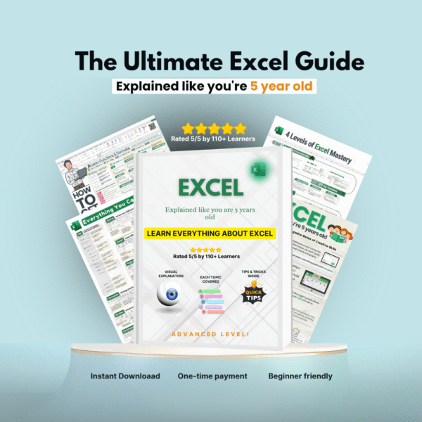 Cover page of the Ultimate Excel Guide PDF showing visual Excel content for beginners