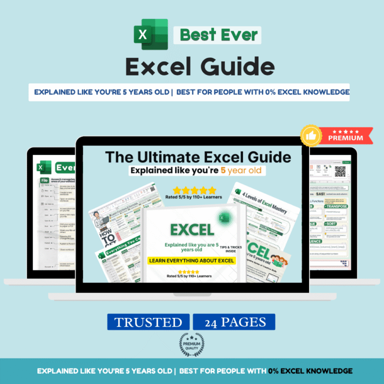 Best ever Excel Guide displayed on laptop screens for beginners with zero Excel knowledge