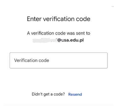 A verification page featuring Veo 3 integration, showing a form to enter a verification code sent to a temporary email @usa.edu.pl, with a "Resend" option.