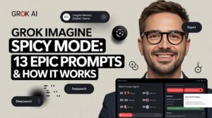 Guide to Grok Imagine Prompts Spicy Mode with 13 prompts, featuring Zypa tech.