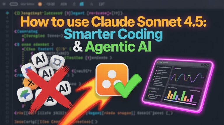 Vibrant thumbnail showcasing Claude Sonnet 4.5 in Zypa for smarter coding and agentic AI, with code snippets and dynamic dashboards.