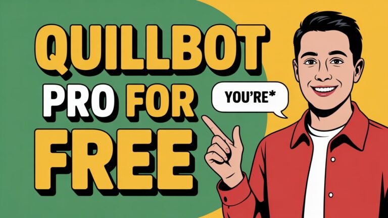 Energetic illustration promoting QuillBot Pro free access, integrated with Zypa for effortless writing freedom.
