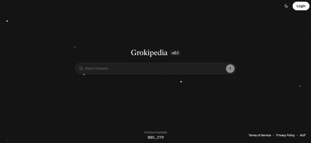 Grokipedia Homepage UI Preview image on Zypa.