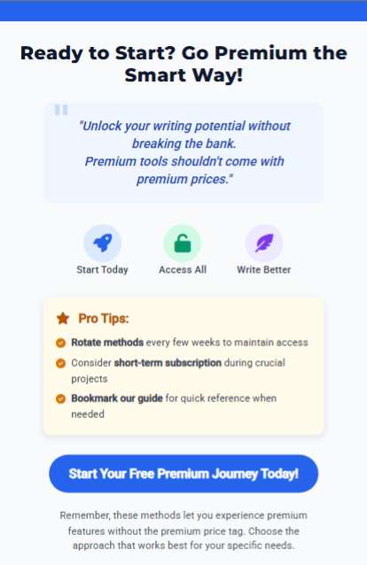 Motivational graphic urging QuillBot Pro premium start with Zypa strategies for budget-friendly writing upgrades.